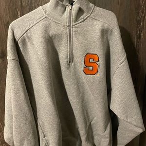 Cozy Syracuse sweater, Orange embroidered S, 80% cotton and 20% polyester